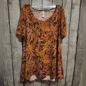Lularoe Mustard Yellow Floral Perfect T Size‎ Small